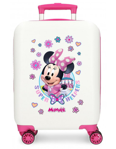 4571363 ABS SUITCASE 50CM 4W. MINNIE SUPER HELPERS WHITE